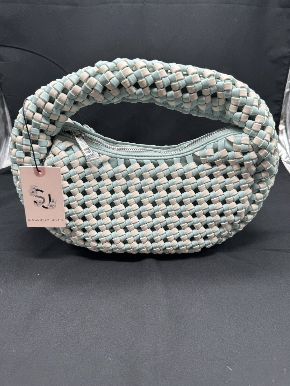 Woven Handbag Satchel Bag Casual Sincerely Jules Teal NWT